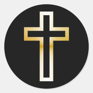 Cross in Black Blue Gold or Silver Classic Round Sticker