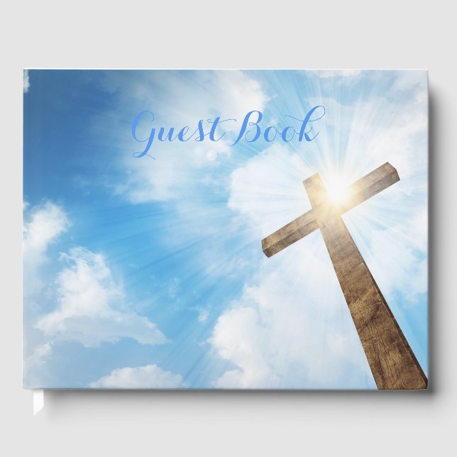 Cross in Blue Sky Guest Book (Front)