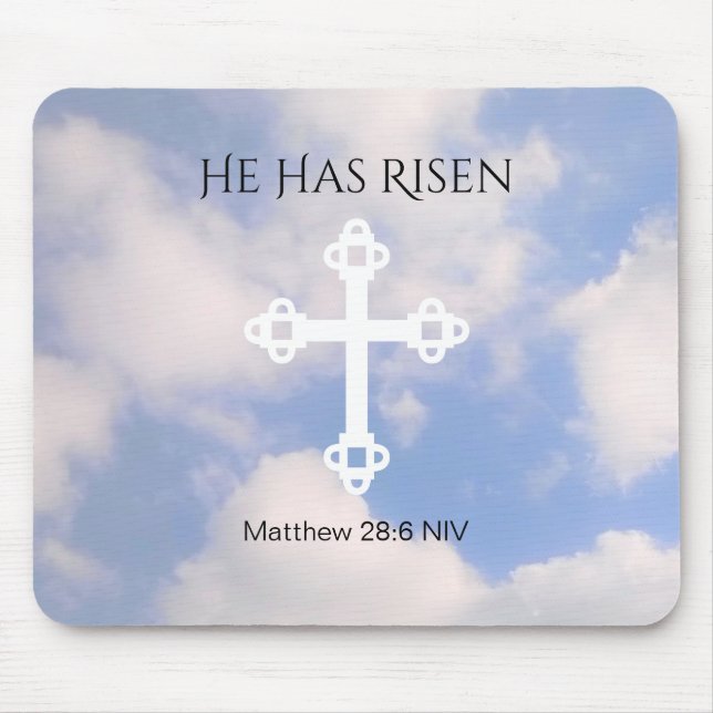 Cross in Cloudy Sky Resurrection Blue Easter Gift Mouse Pad (Front)