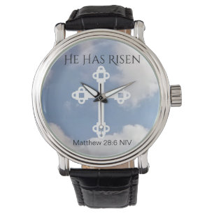 Cross in Cloudy Sky Resurrection Blue Easter Gift Watch