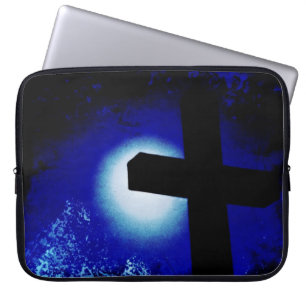 Cross in Moonlight Grunge Laptop Computer Sleeve