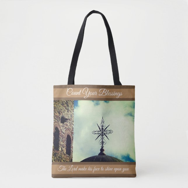 Cross in the Skies, God  Blessings Tote (Front)