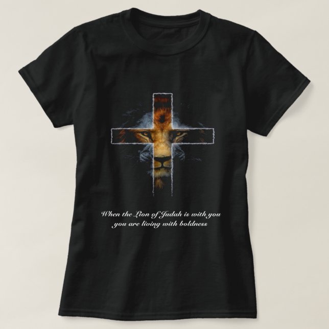 Cross - Jesus as the lion of Judah T-Shirt (Design Front)