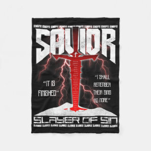 Cross Jesus Christ Bible The Saviour Vintage Fleece Blanket