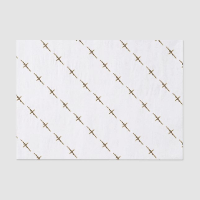 Cross Jesus Christ gold horizontal Tissue Paper (Front)