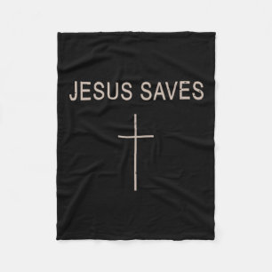 Cross Jesus Save Minimalist Christian Faith Religi Fleece Blanket