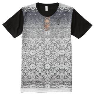 Cross Lace-up All-Over Print T-Shirt