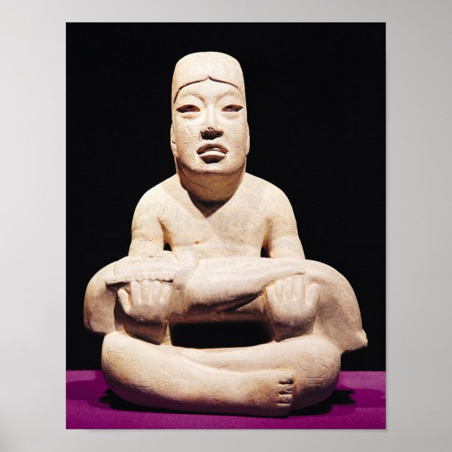 Cross-legged figure holding a baby, Olmec Poster (Front)