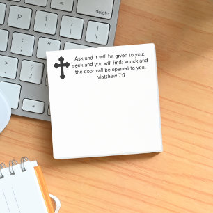 Cross Matthew 7:7 Custom Bible Verse Post-it Notes