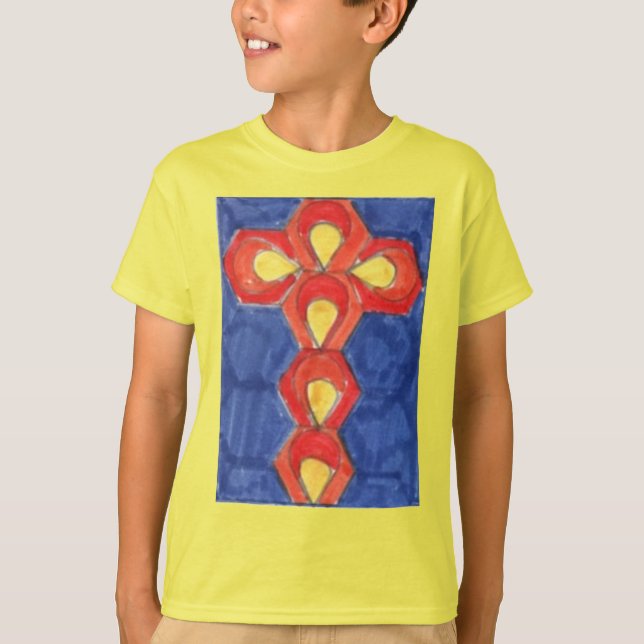 Cross Motif Children's Basic Ringer T-Shirt (Front)