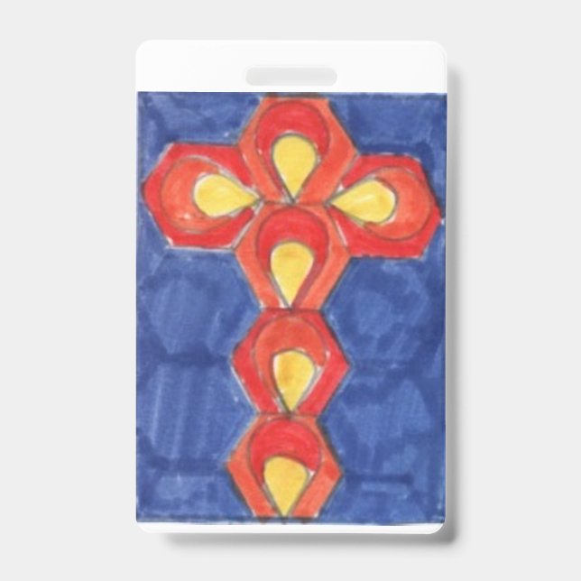 Cross Motif Vertical  Lanyard ID Badge (Front)