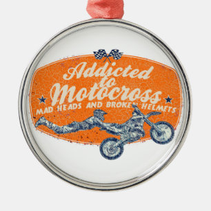 Cross moto racing metal tree decoration