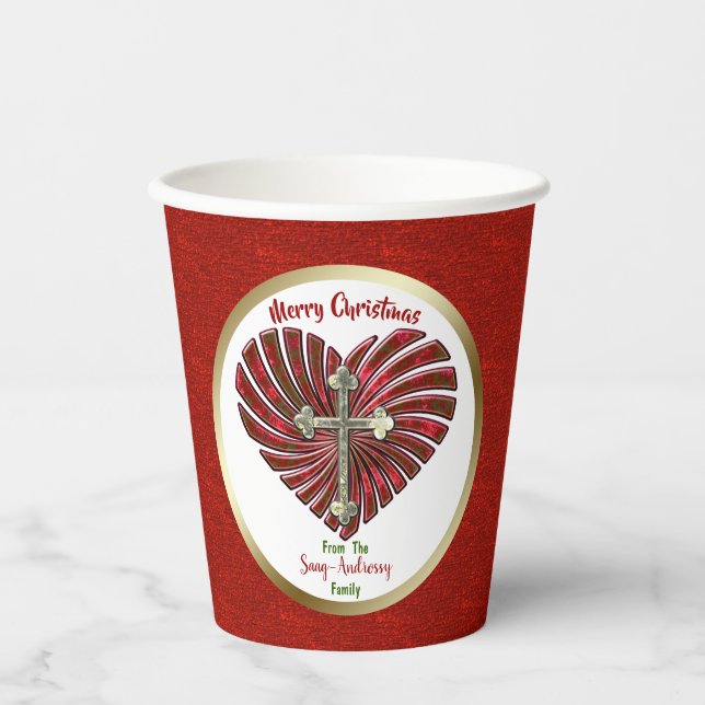 Cross-My-Heart Personalised Christmas Paper Cups (Front)
