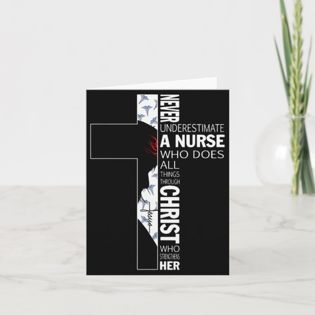 Cross Never Underestimate A Nurse Christ Bibles Je Card (Front)