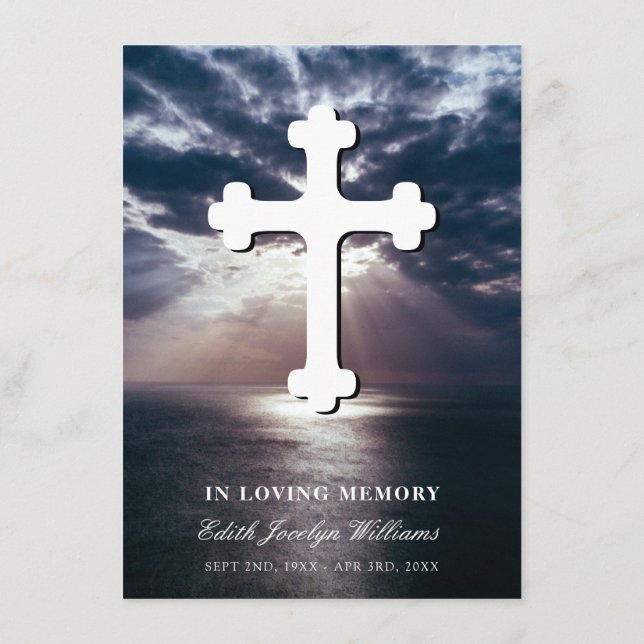 Cross Ocean Sympathy Prayer Card (Back)