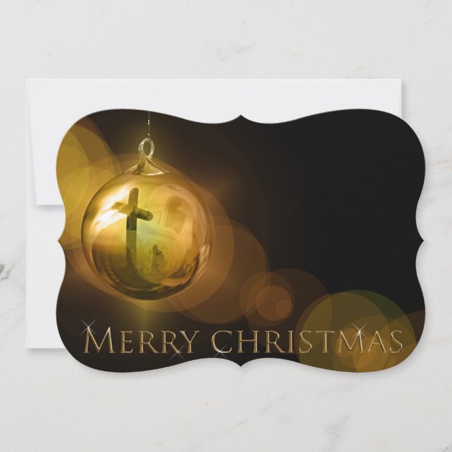 Cross of Christ Ornament Reflection Fancy Cut Holiday Card (Front)