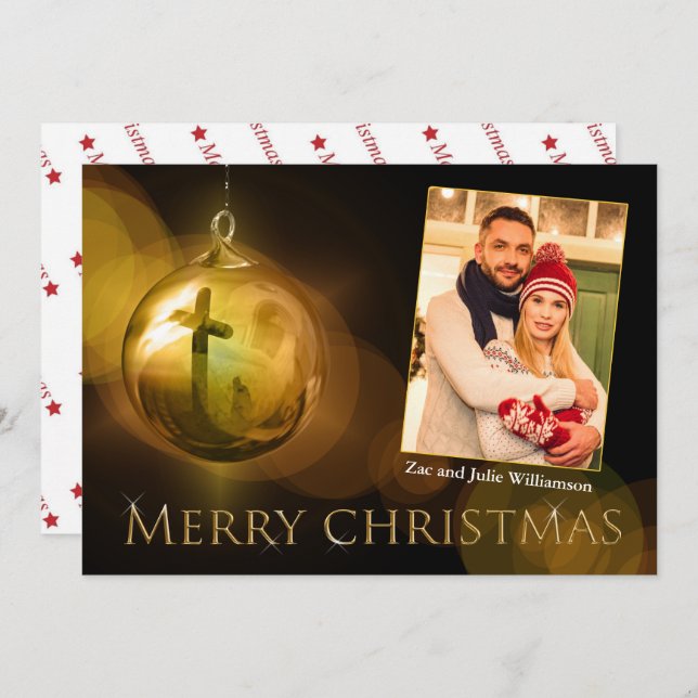 Cross of Christ Ornament Reflection Gold Photo (Front/Back)