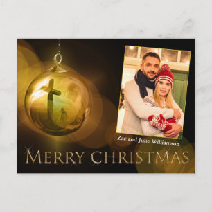 Cross of Christ Ornament Reflection Gold Photo Postcard