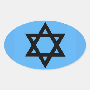Cross of David on Sky Blue Background Oval Sticker