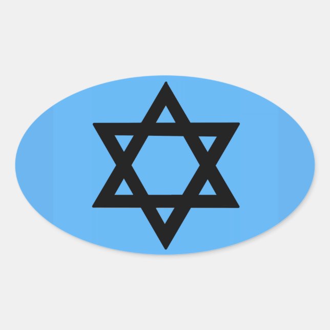 Cross of David on Sky Blue Background Oval Sticker (Front)