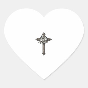 Cross of Grace Engraved Christian Shirt (1) Heart Sticker