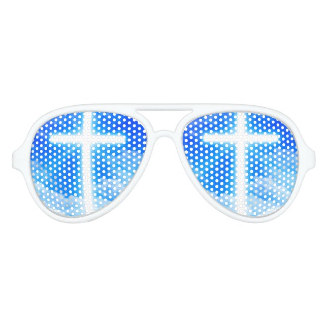 Cross of Light Jesus Christ Customisable Christian Aviator Sunglasses (Front)