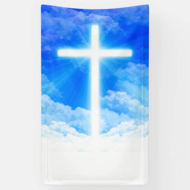Cross of Light Jesus Christ Customisable Christian Banner (Vertical)