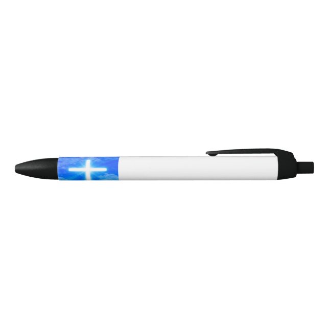 Cross of Light Jesus Christ Customisable Christian Black Ink Pen (Top)