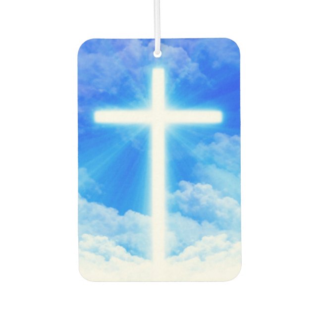 Cross of Light Jesus Christ Customisable Christian Car Air Freshener (Front)