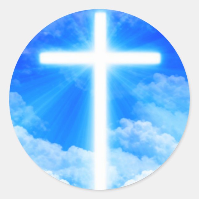 Cross of Light Jesus Christ Customisable Christian Classic Round Sticker (Front)