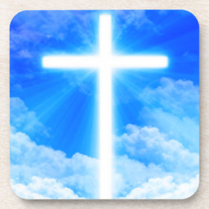 Cross of Light Jesus Christ Customisable Christian Coaster