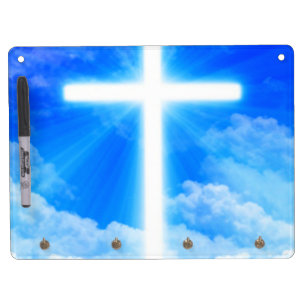 Cross of Light Jesus Christ Customisable Christian Dry Erase Board With Key Ring Holder