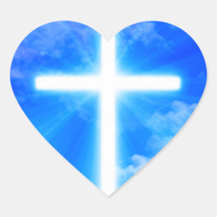 Cross of Light Jesus Christ Customisable Christian Heart Sticker