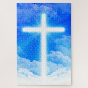 Cross of Light Jesus Christ Customisable Christian Jigsaw Puzzle