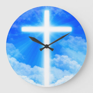 Cross of Light Jesus Christ Customisable Christian Large Clock