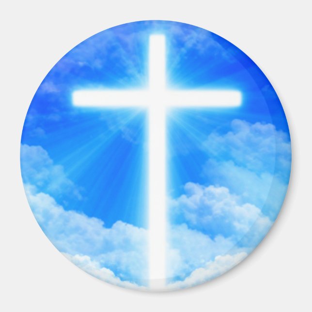 Cross of Light Jesus Christ Customisable Christian Magnet (Front)