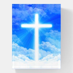 Cross of Light Jesus Christ Customisable Christian Paperweight