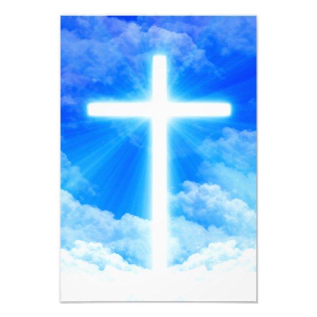 Cross of Light Jesus Christ Customisable Christian Photo Print (Front)