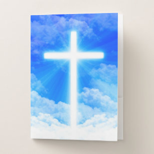 Cross of Light Jesus Christ Customisable Christian Pocket Folder