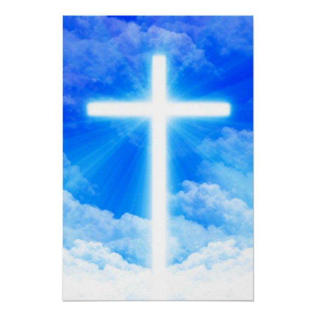 Cross of Light Jesus Christ Customisable Christian Poster (Front)