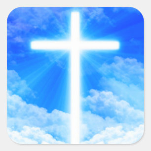 Cross of Light Jesus Christ Customisable Christian Square Sticker