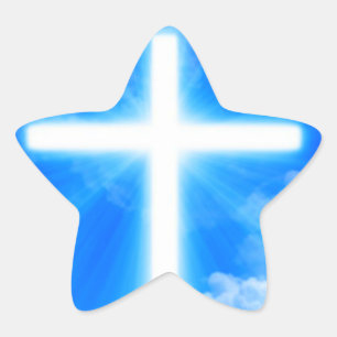 Cross of Light Jesus Christ Customisable Christian Star Sticker