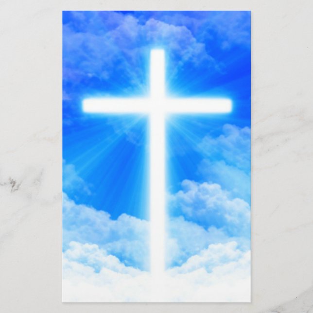 Cross of Light Jesus Christ Customisable Christian Stationery (Front)