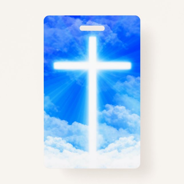 Cross of Light Jesus Christ Customizable Christia ID Badge (Front)