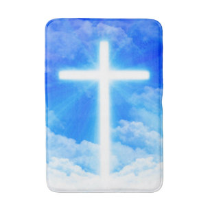 Cross of Light Jesus Christ Customizable Christian Bath Mat