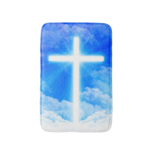 Cross of Light Jesus Christ Customizable Christian Bath Mat