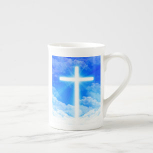 Cross of Light Jesus Christ Customizable Christian Bone China Mug