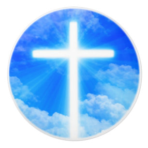 Cross of Light Jesus Christ Customizable Christian Ceramic Knob