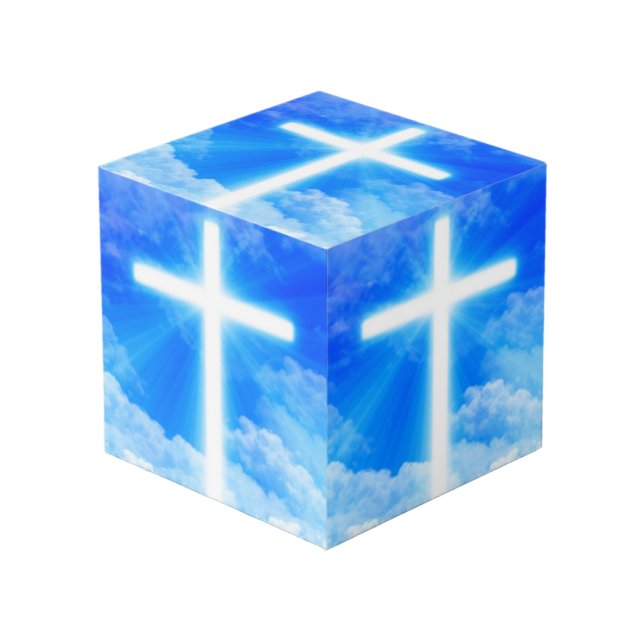 Cross of Light Jesus Christ Customizable Christian Cube (Front Angled)