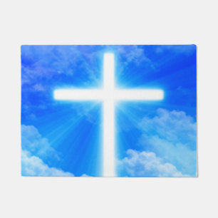 Cross of Light Jesus Christ Customizable Christian Doormat